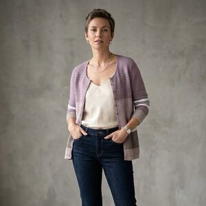 Mansted Ribbed Cotton Gradient Cardigan | Size Large